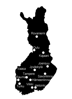 map of Finnish Teacher Training Schools